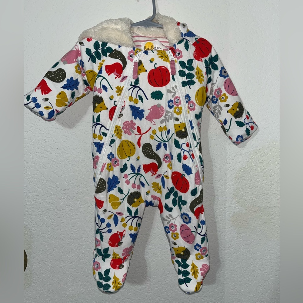 BabyBoden fall harvest print infant bunting